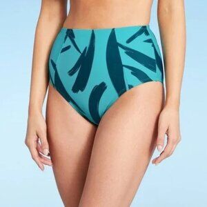 Kona Sol Blue High Waist Bikini Bottoms (Medium Coverage)